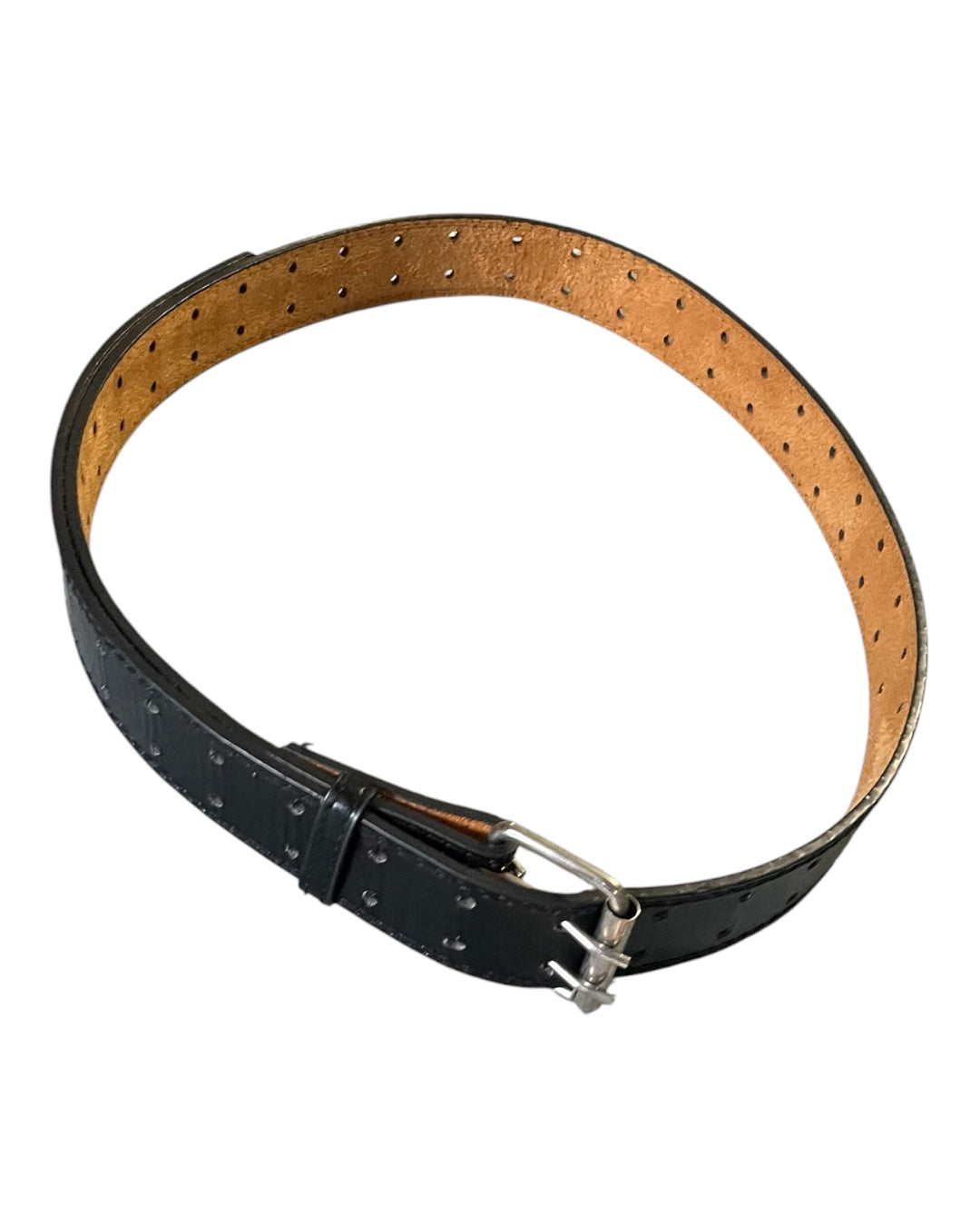 Black Leather Double-Buckle Belt