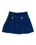 Pleated Denim Skirt with Belt