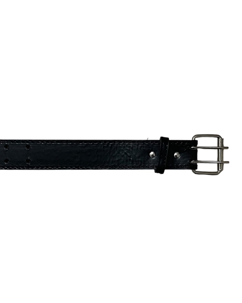 Black Leather Double-Buckle Belt