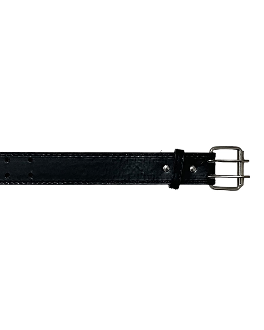 Black Leather Double-Buckle Belt