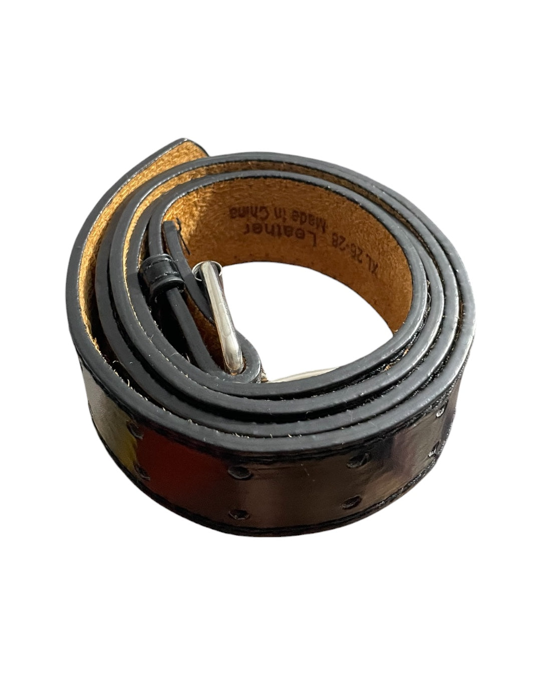 Black Leather Double-Buckle Belt