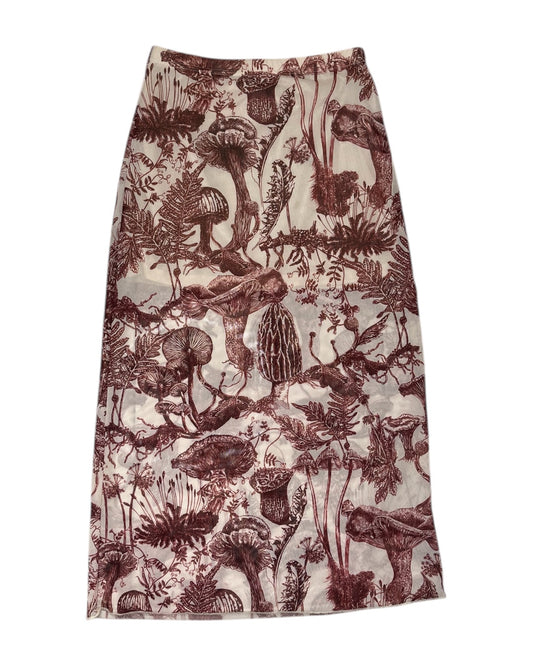 Plant Print Mesh Skirt